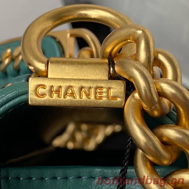 SMALL BOY CHANEL HANDBAG Gold-Tone Metal A67085 GREEN