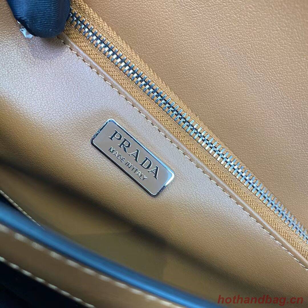 Prada Cleo brushed leather shoulder bag 1BN321 Caramel