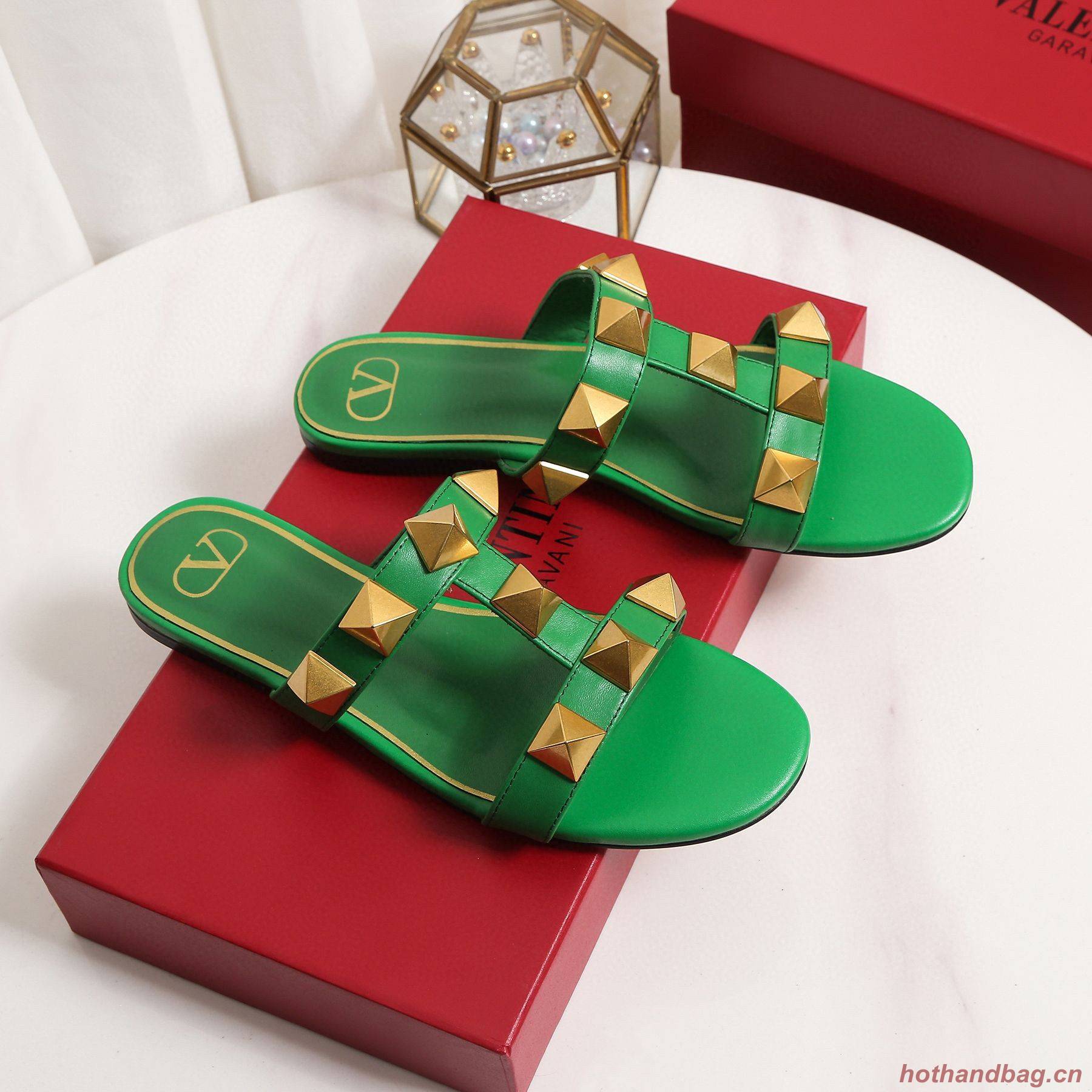 Valentino Slippers Shoes V62318 Green