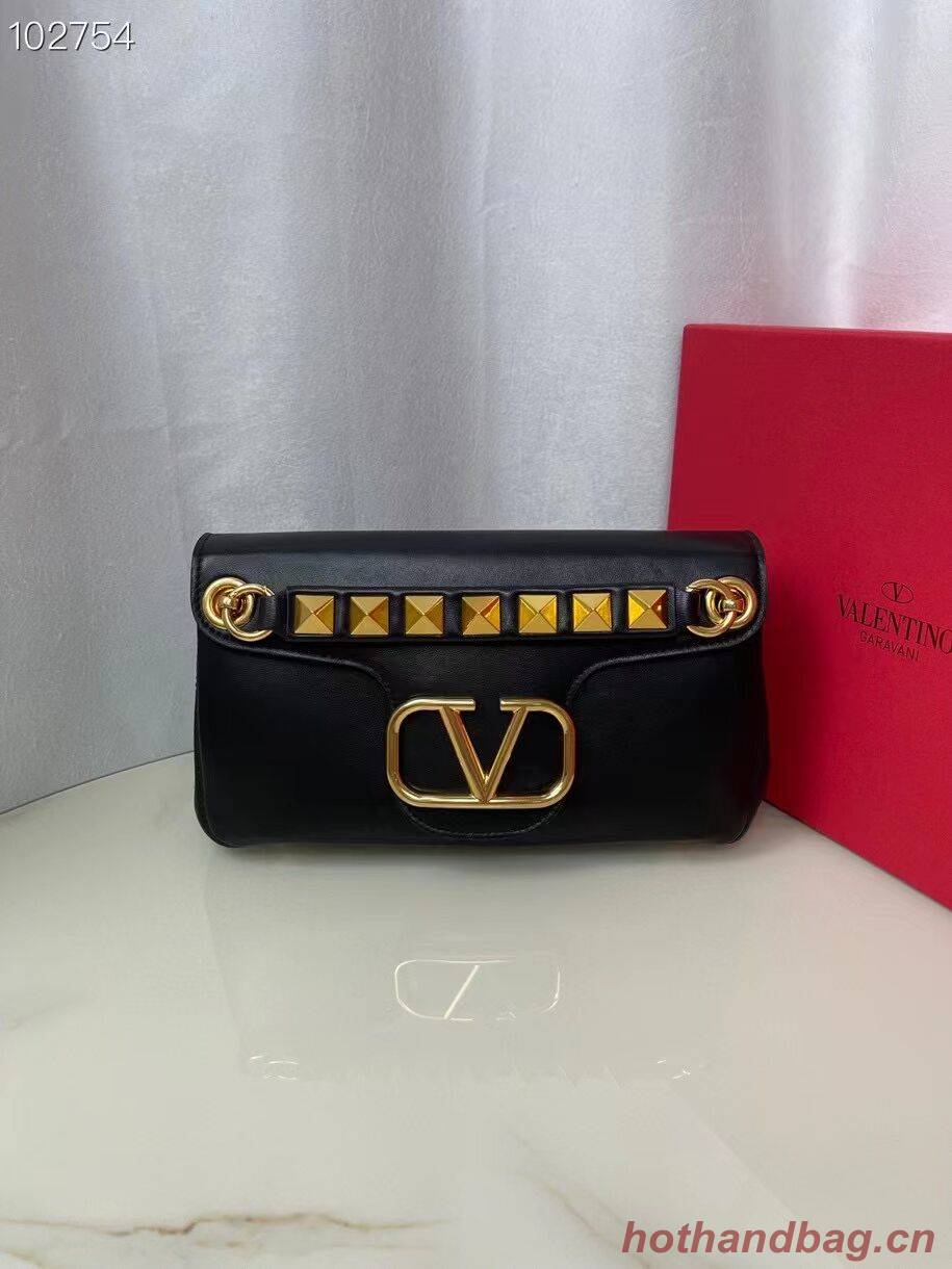 VALENTINO GARAVANI Stud Sign nappa Shoulder Bag NL098 black