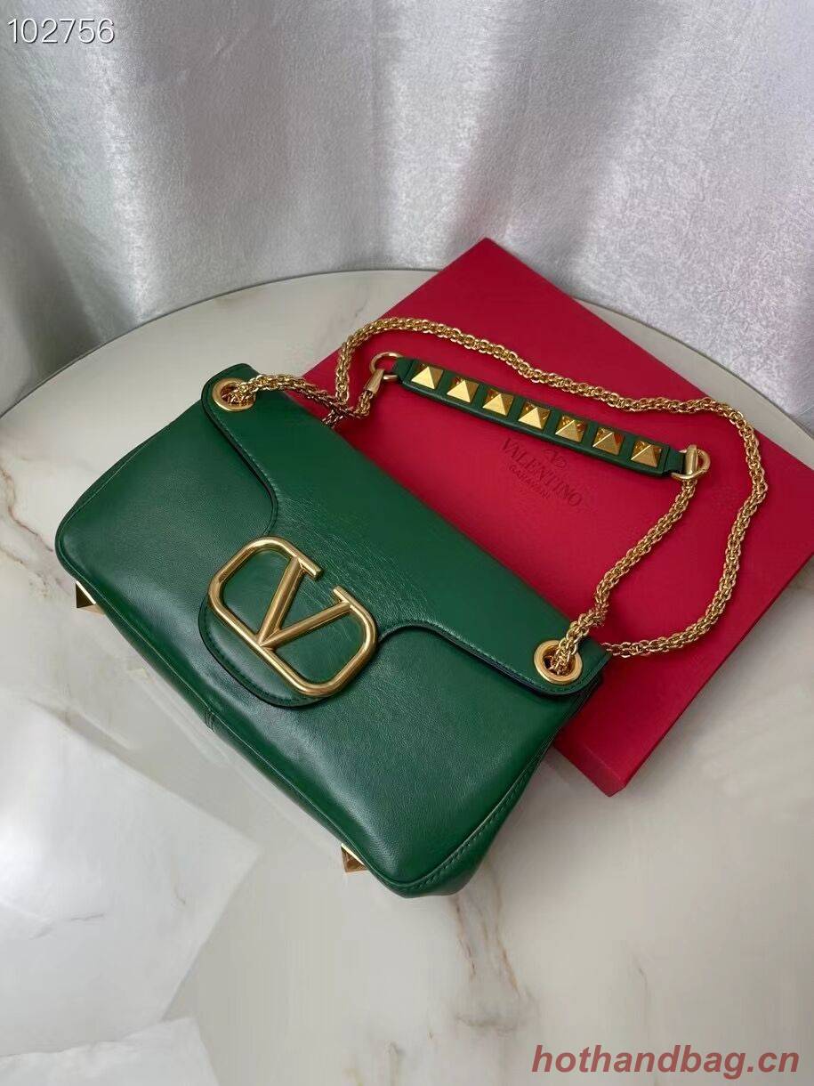 VALENTINO GARAVANI Stud Sign nappa Shoulder Bag NL098 green