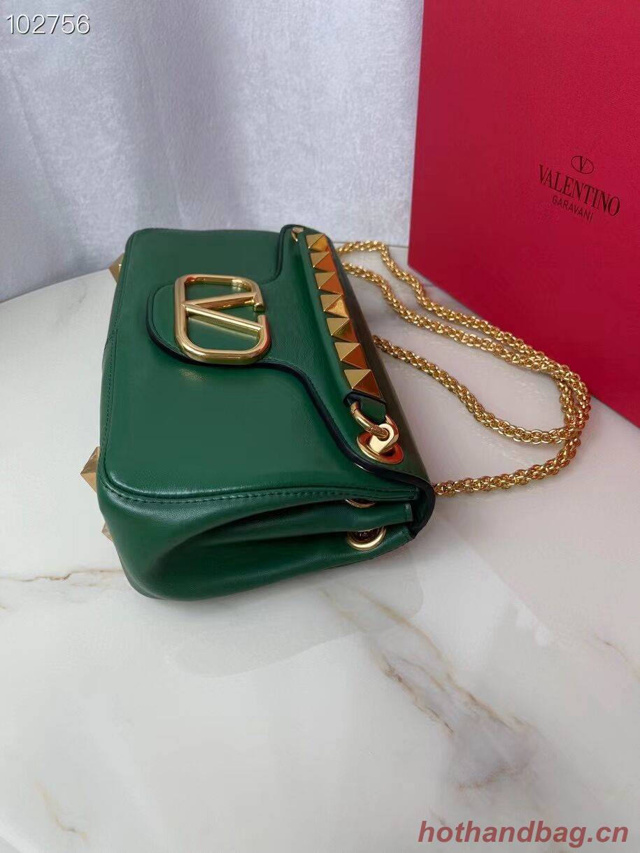 VALENTINO GARAVANI Stud Sign nappa Shoulder Bag NL098 green