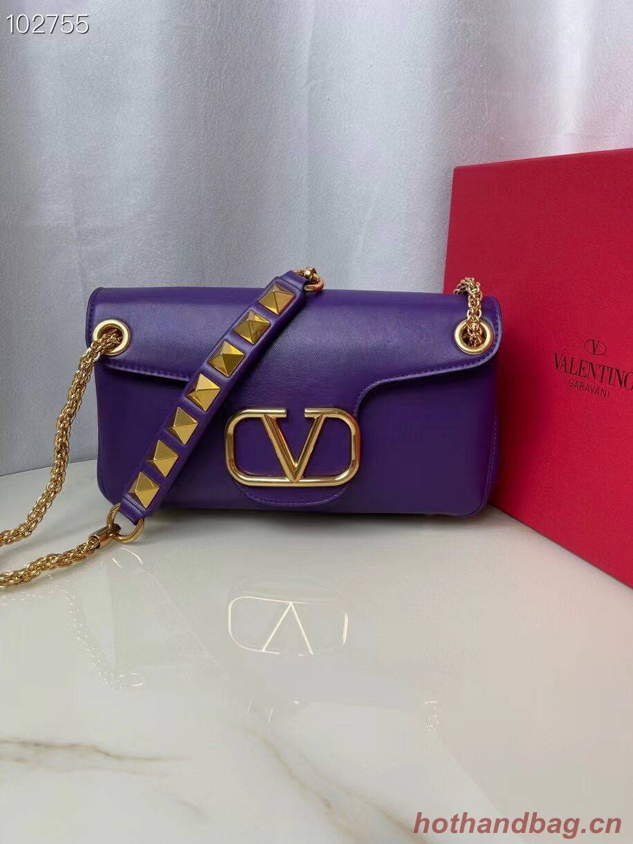 VALENTINO GARAVANI Stud Sign nappa Shoulder Bag NL098 purple