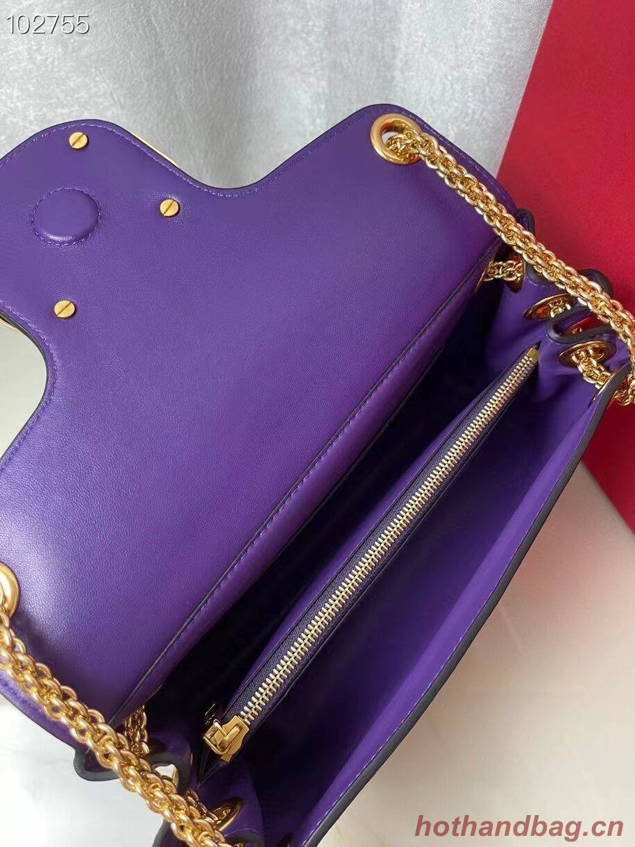 VALENTINO GARAVANI Stud Sign nappa Shoulder Bag NL098 purple