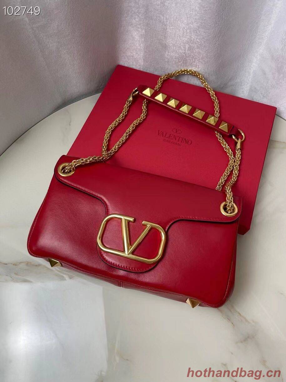 VALENTINO GARAVANI Stud Sign nappa Shoulder Bag NL098 red