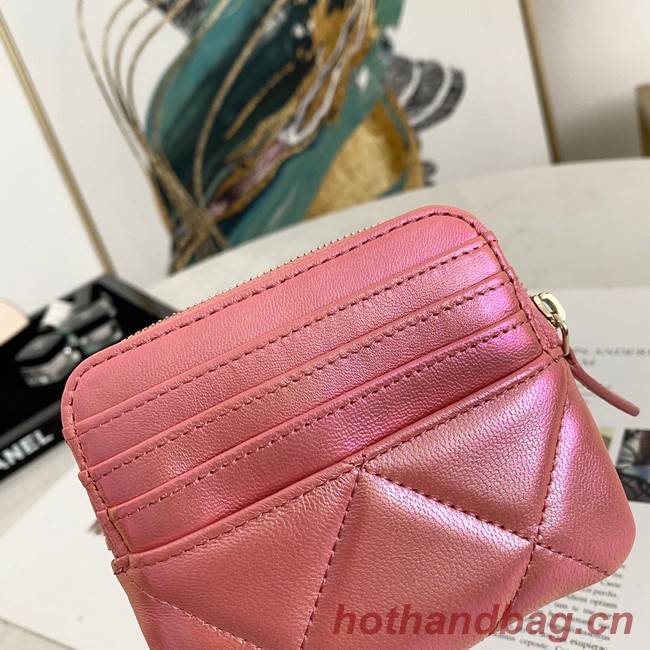 Chanel 19 Zip Card bag 82086 Pearl pink