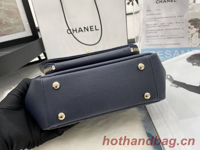 Chanel small flap bag Calfskin & Gold-Tone Metal A93749 dark blue