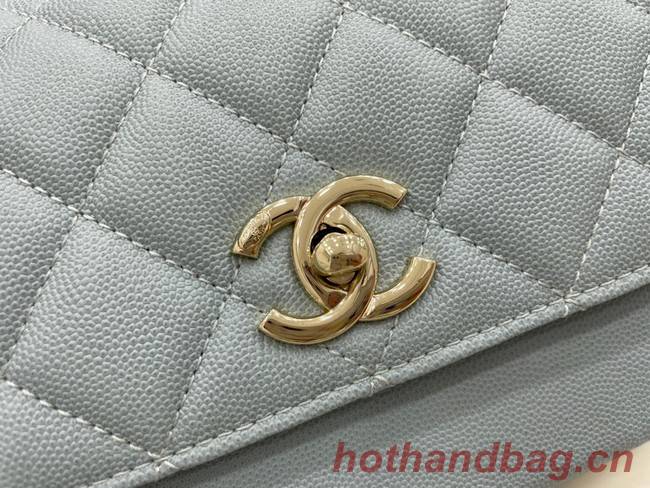 Chanel small flap bag Calfskin & Gold-Tone Metal A93749 sky blue