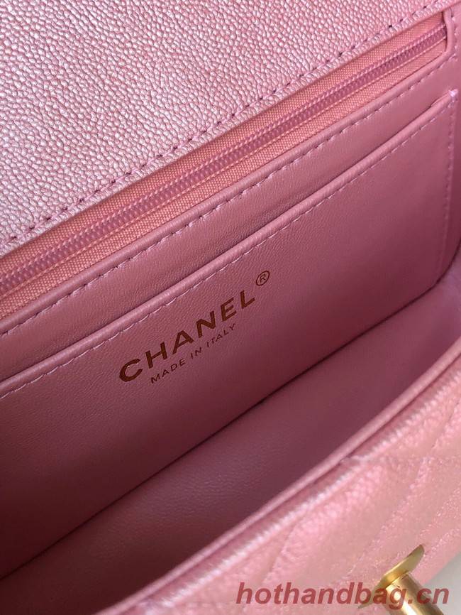 CHANEL mini flap bag with top handle AS2431 rose