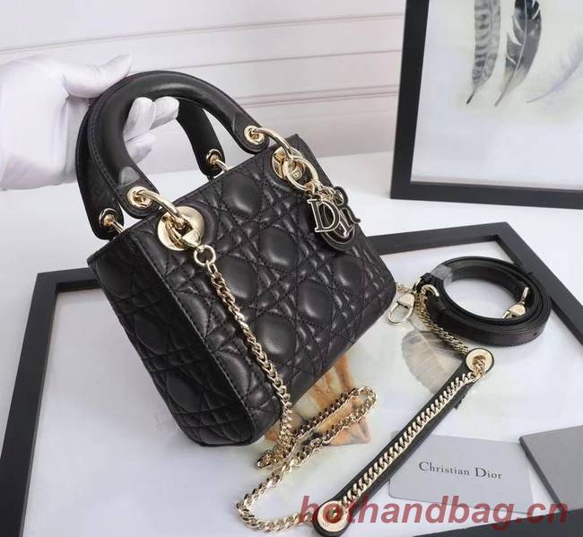 MINI LADY DIOR BAG Lambskin M0566OE black&gold