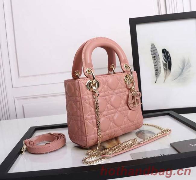 MINI LADY DIOR BAG Lambskin M0566OE pink&gold