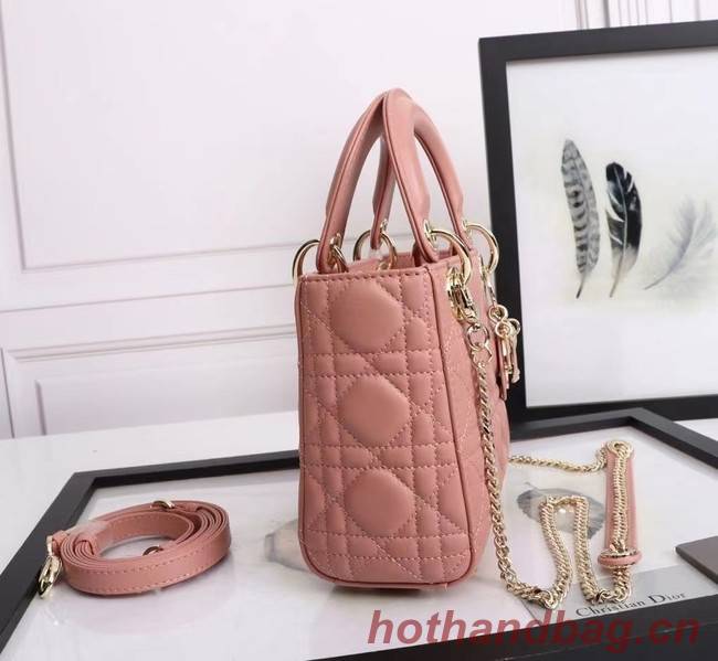 MINI LADY DIOR BAG Lambskin M0566OE pink&gold