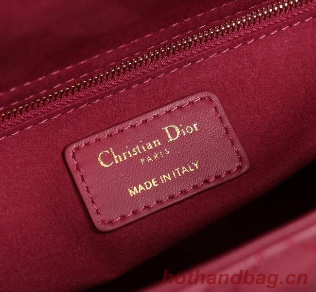 MEDIUM LADY DIOR BAG Cannage Lambskin M0565E red