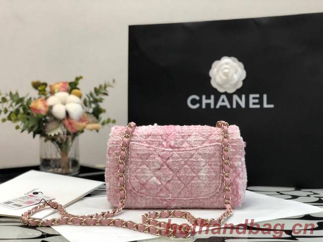 CHANEL Tweed Braided Calfskin & Gold-Tone Metal 1116 pink