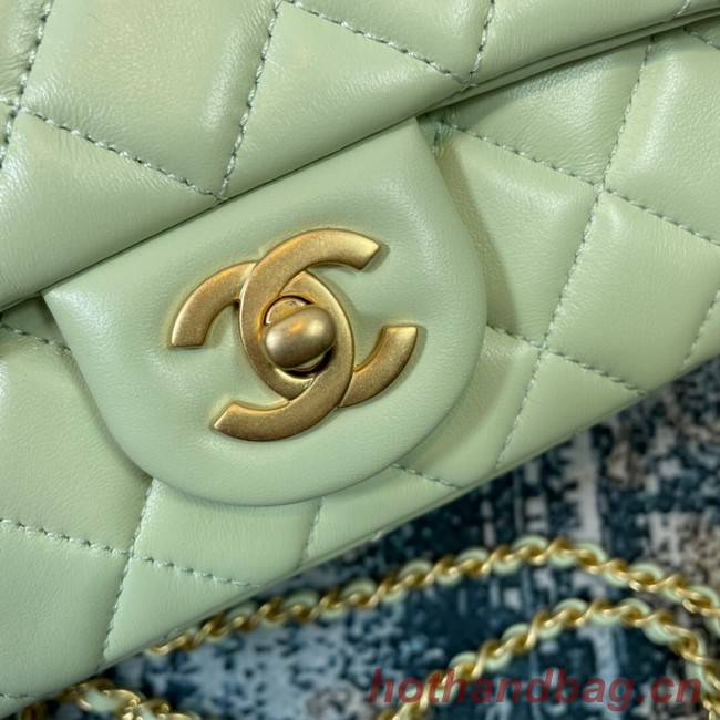 Chanel Flap Lambskin Shoulder Bag 1115 light green