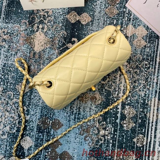 Chanel MINI Flap Bag Original Sheepskin Leather 1115  light yellow