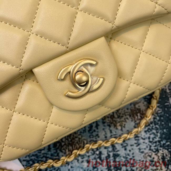 Chanel MINI Flap Bag Original Sheepskin Leather 1115  light yellow