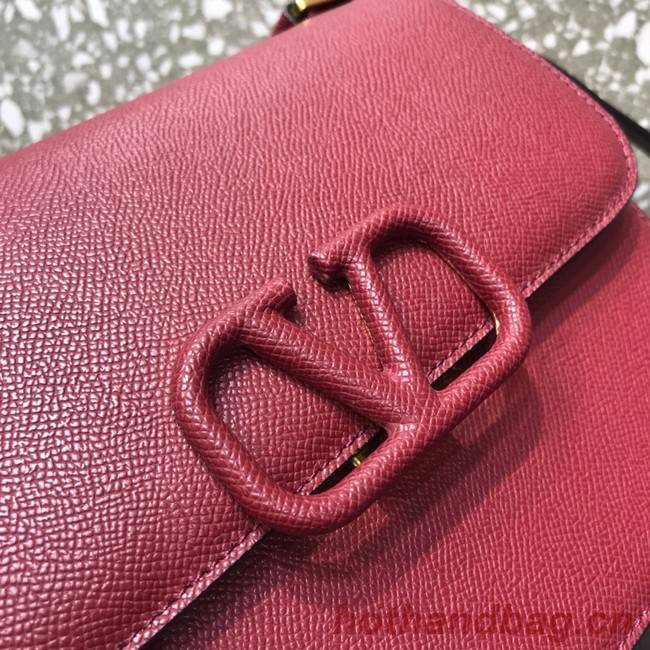 VALENTINO GARAVANI Stud Sign Grained Calfskin Shoulder Bag 0809 Burgundy