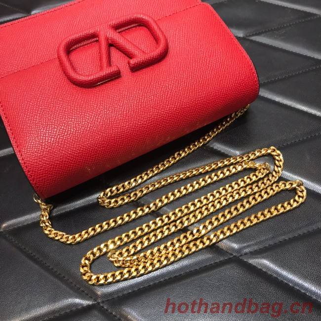 VALENTINO GARAVANI Stud Sign Grained Calfskin mini Shoulder Bag 0690 red