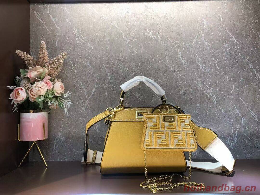 Fendi Peekaboo ISeeU Small leather bag F8636 yellow