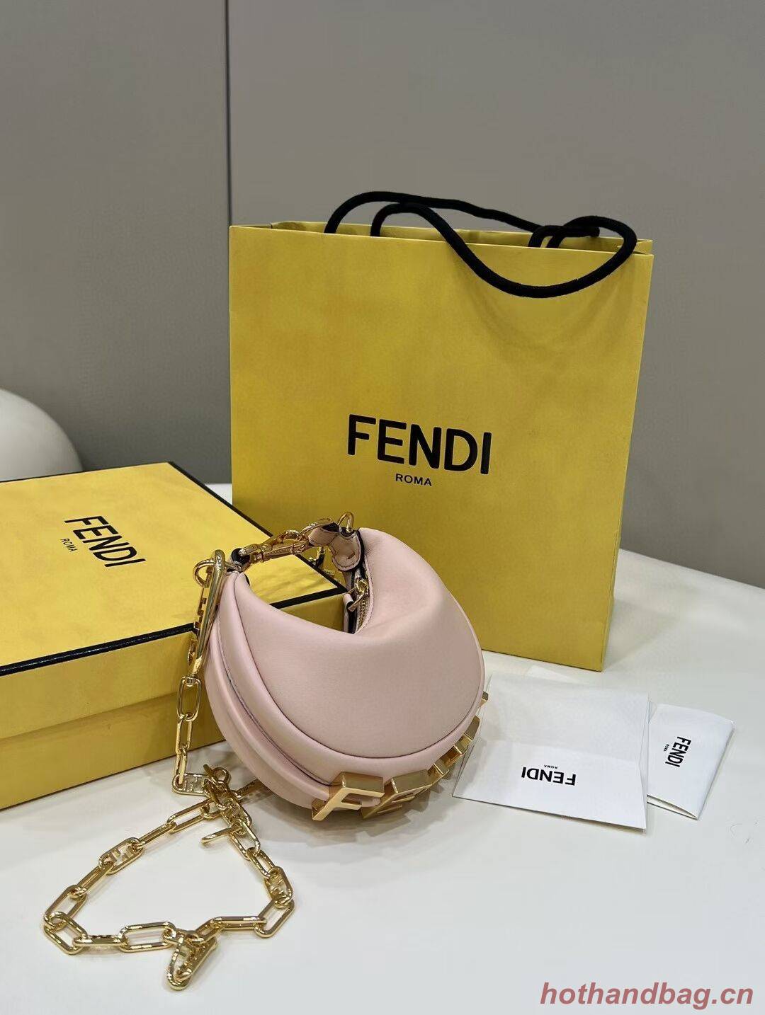 Fendi Nano Fendigraphy Pink leather charm 7AS089A