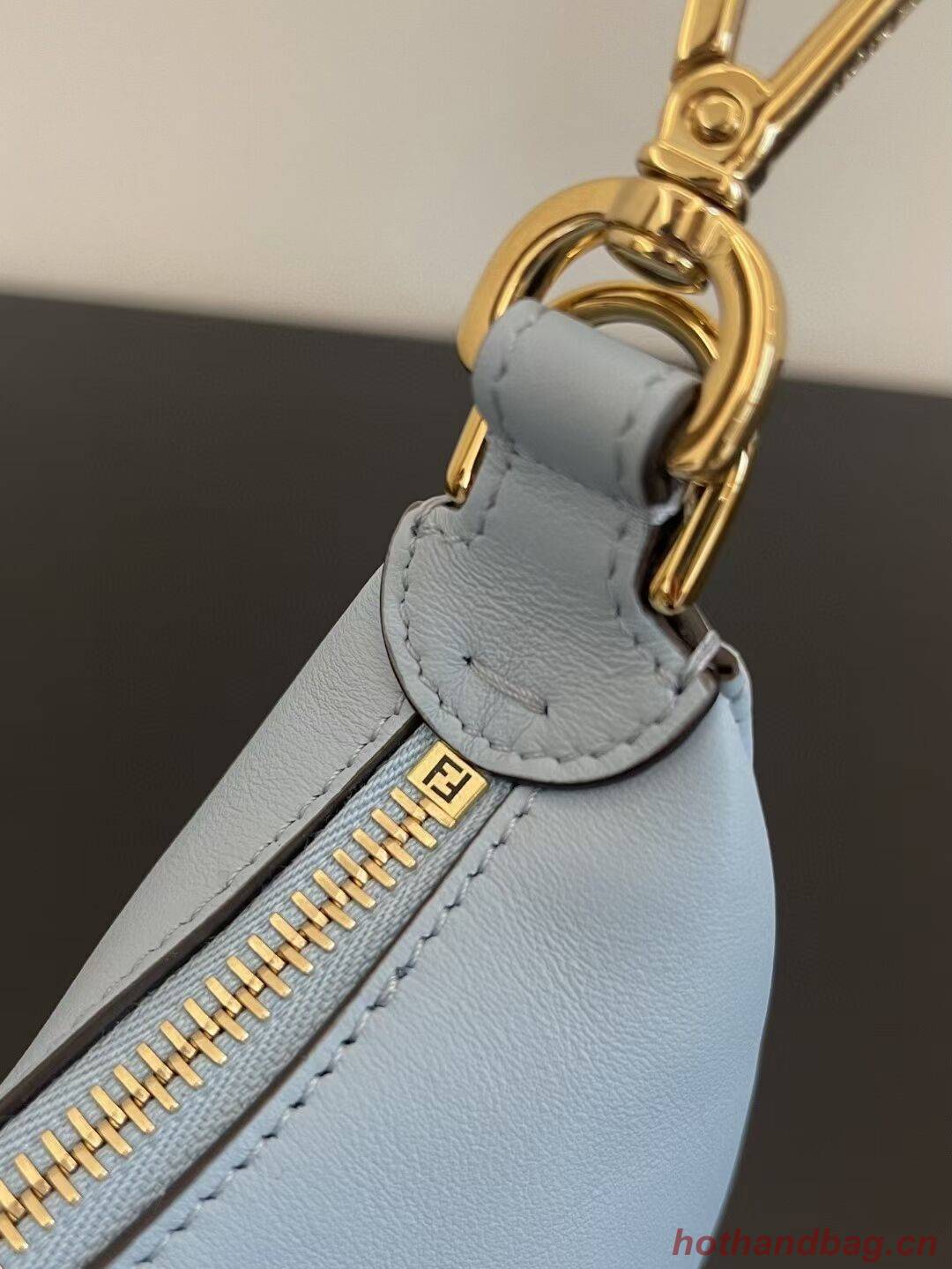 Fendi Nano Fendigraphy light blue leather charm 7AS089A