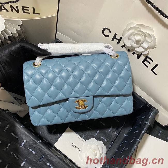 Chanel classic handbag Lambskin&gold Metal 01112 blue