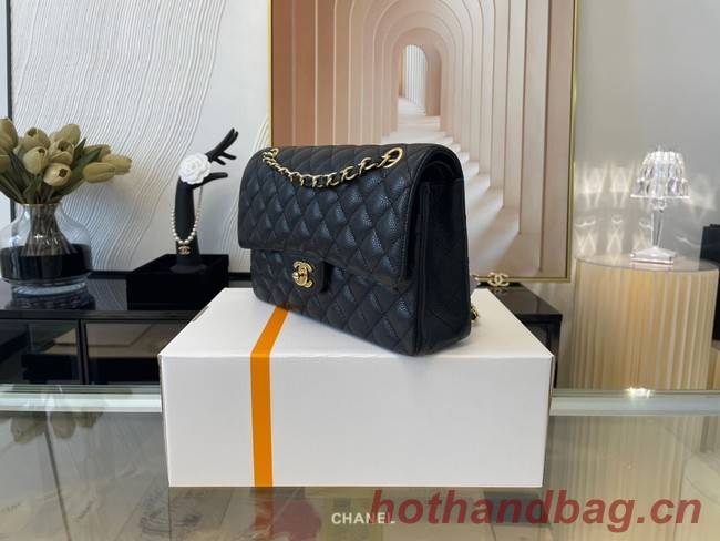 Chanel classic handbag Grained Calfskin&gold Metal 01112 black