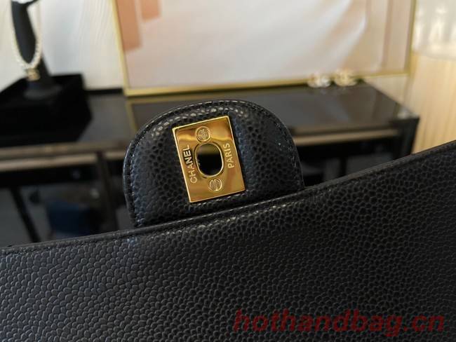 Chanel classic handbag Grained Calfskin&gold Metal 01112 black