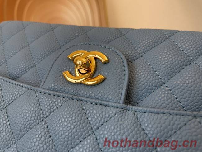 Chanel classic handbag Grained Calfskin&gold Metal 01112 sky blue