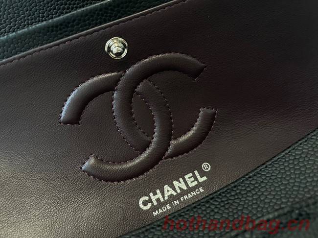 Chanel classic handbag Grained Calfskin&silver Metal 01112 black