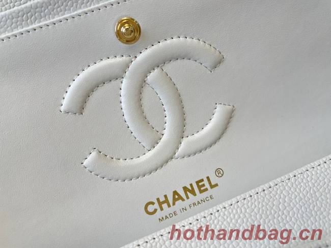 Chanel classic handbag Lambskin&gold Metal 01112 white