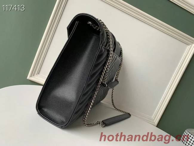 SAINT LAURENT ENVELOPE LARGE BAG IN MIX MATELASSE GRAIN DE POUDRE EMBOSSED LEATHER 600166B BLACK