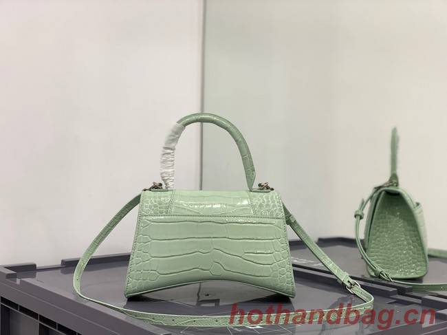 Balenciaga HOURGLASS SMALL TOP HANDLE BAG crocodile embossed calfskin B108895E light green