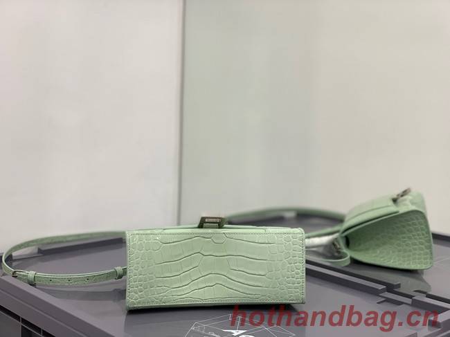 Balenciaga HOURGLASS SMALL TOP HANDLE BAG crocodile embossed calfskin B108895E light green