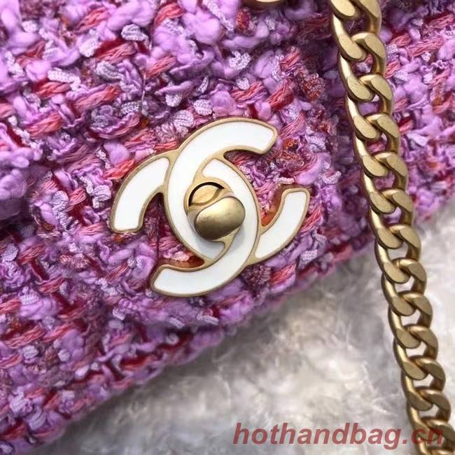 CHANEL Tweed Braided Calfskin & Gold-Tone Metal AS3113 plum