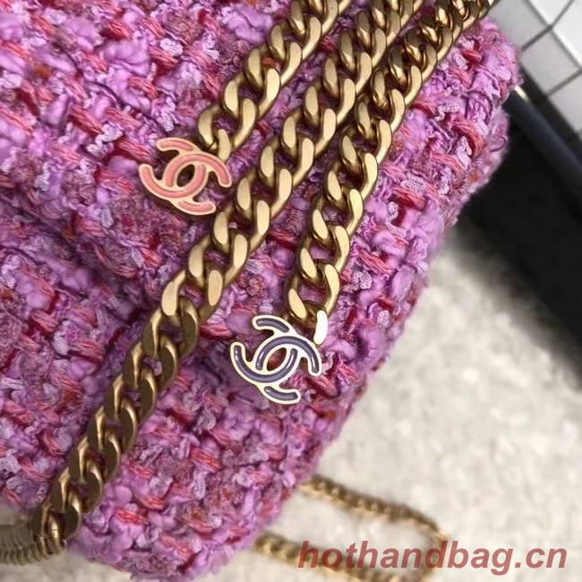 CHANEL Tweed Braided Calfskin & Gold-Tone Metal AS3114 plum