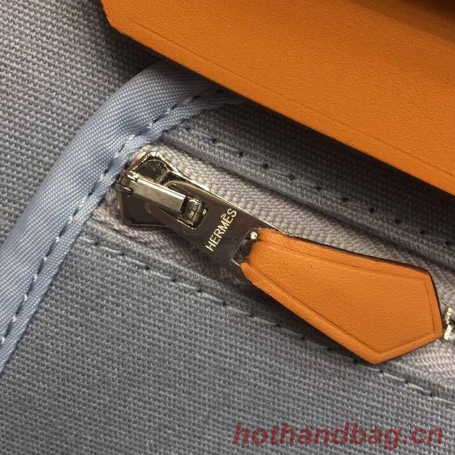 Hermes Herbag 31CM Original Canvas Leather & Calfskin 45987 light blue Blue&brown