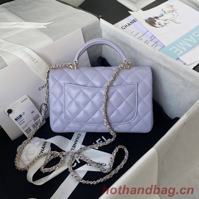 Chanel Sheepskin Leather mini flap bag with top handle AS2431 light purple