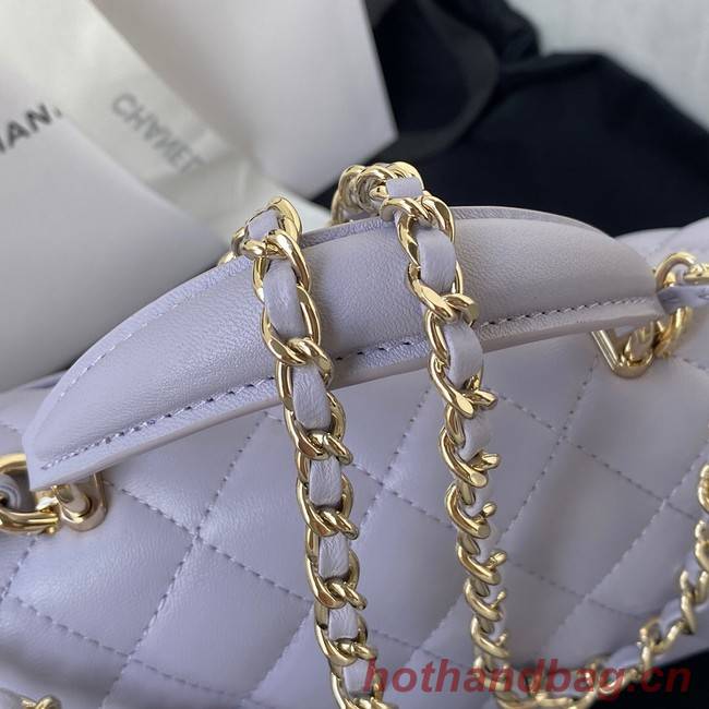 Chanel Sheepskin Leather mini flap bag with top handle AS2431 light purple