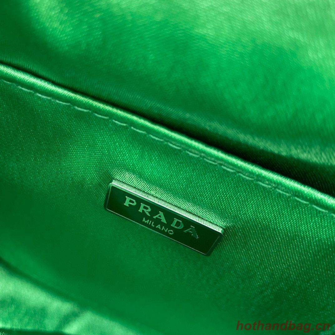 Prada leather small-bag with artificial crystals tote 1BC331 Green