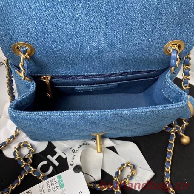 Chanel Flap denim Shoulder Bag AS1115 blue