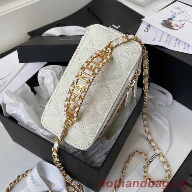 CHANEL HANDBAG Gold-Tone Metal AP2805 WHITE