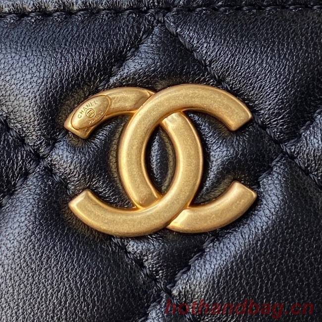 CHANEL HANDBAG Gold-Tone Metal AP2805 black