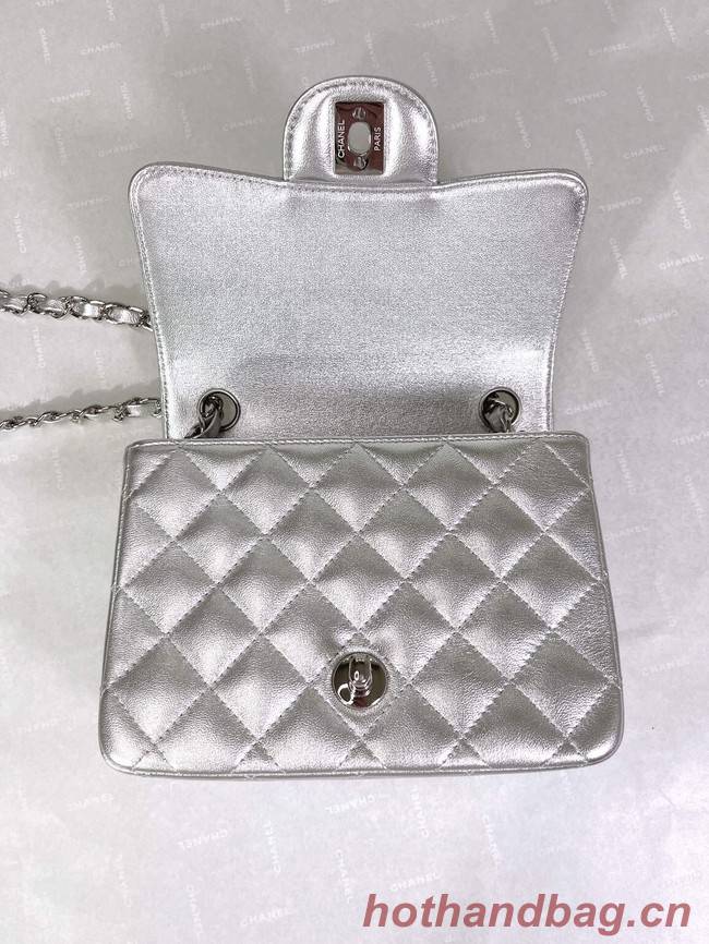 Chanel Flap Lambskin Shoulder Bag A01115 silver