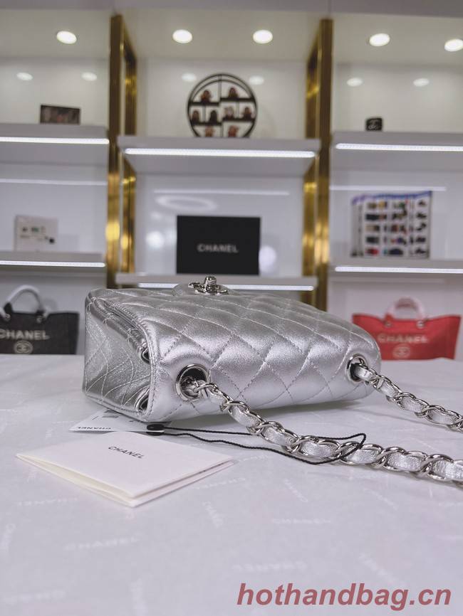 Chanel Flap Lambskin Shoulder Bag A01115 silver