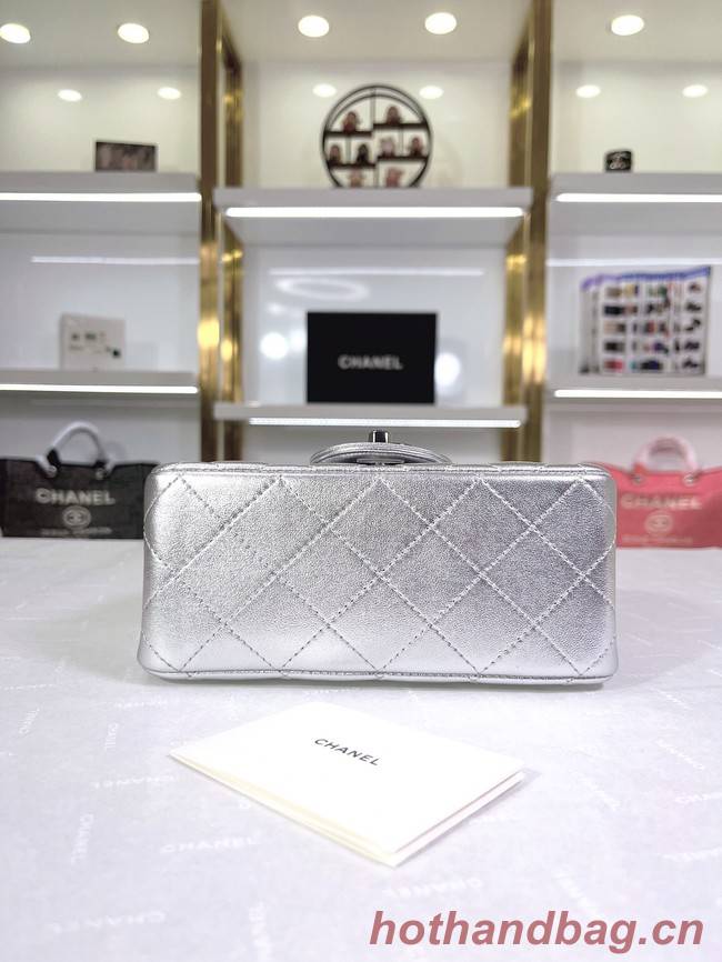 Chanel Flap Lambskin Shoulder Bag A01115 silver