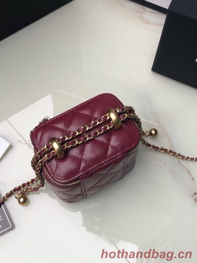 Chanel mini Shoulder Bag Lambskin & Gold-Tone Metal AP2292 Burgundy