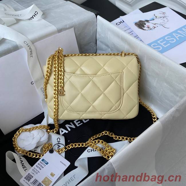 Chanel Flap Lambskin mini Shoulder Bag AS3113 light yellow