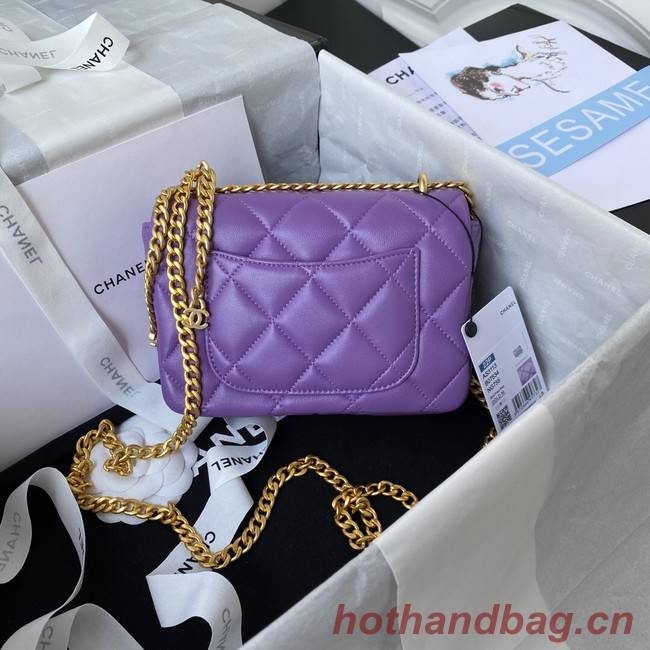 Chanel Flap Lambskin mini Shoulder Bag AS3113 purple